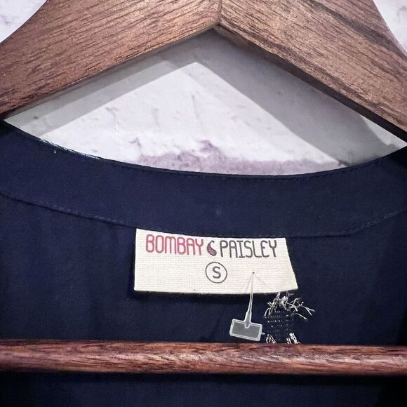 Bombay Paisley Babydoll Dress Embroidered Floral Puff Sleeve Size Small Boho - Picture 6 of 9